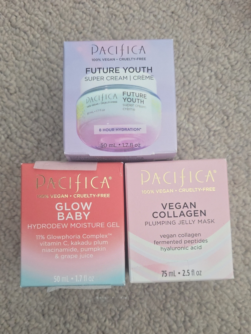 NEW Pacifica Skincare Trio - Glow Baby & Vegan Collagen & Future Youth
